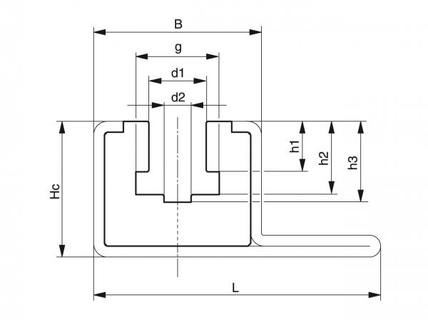 Type CKG 15V - Kettinggeleidingen voor rollenkettingen - Murtfeldt GmbH Kunststoffe - Technische Zeichnung 1