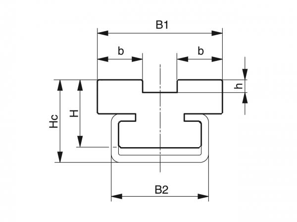 Type CT-Duplex - Kettinggeleidingen voor rollenkettingen - Murtfeldt GmbH Kunststoffe - Technische Zeichnung 1