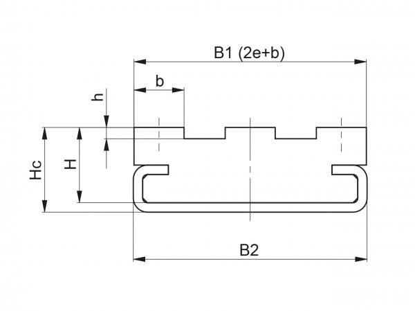 Type CT-Triplex - Kettinggeleidingen voor rollenkettingen - Murtfeldt GmbH Kunststoffe - Technische Zeichnung 2