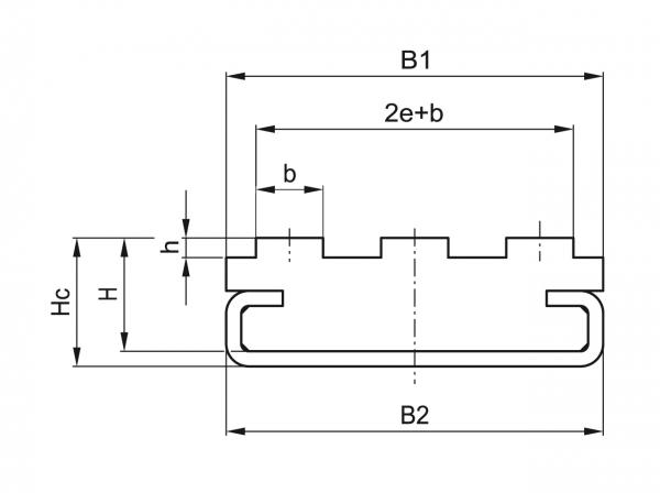 Type CT-Triplex - Kettinggeleidingen voor rollenkettingen - Murtfeldt GmbH Kunststoffe - Technische Zeichnung 1