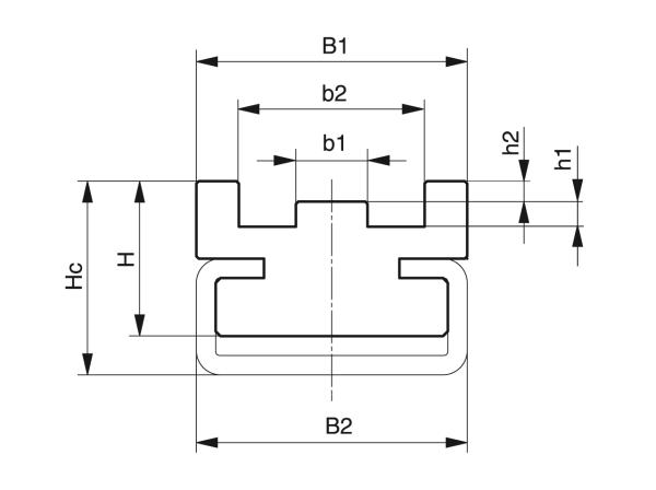 Type CTS - Kettinggeleidingen voor rollenkettingen - Murtfeldt GmbH Kunststoffe - Technische Zeichnung 1