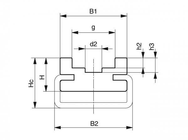Type CU - Kettinggeleidingen voor rollenkettingen - Murtfeldt GmbH Kunststoffe - Technische Zeichnung 1