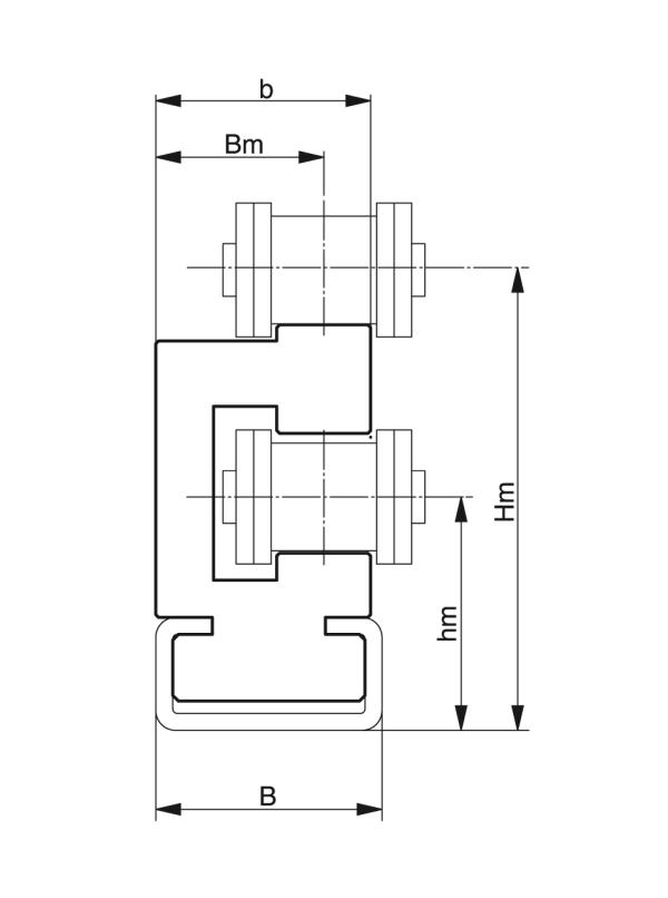 Tipo ETA - Guías de cadena para cadenas de rodillos - Murtfeldt GmbH Kunststoffe - Technische Zeichnung 1