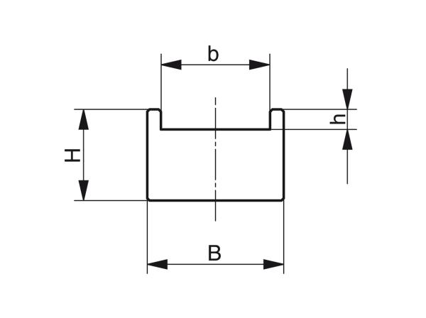 Type TU - Kettinggeleidingen voor rollenkettingen - Murtfeldt GmbH Kunststoffe - Technische Zeichnung 1