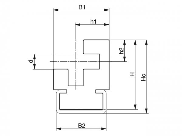 Type CRO - Kettinggeleidingen voor kettingen met ronde schakels - Murtfeldt GmbH Kunststoffe - Technische Zeichnung 1