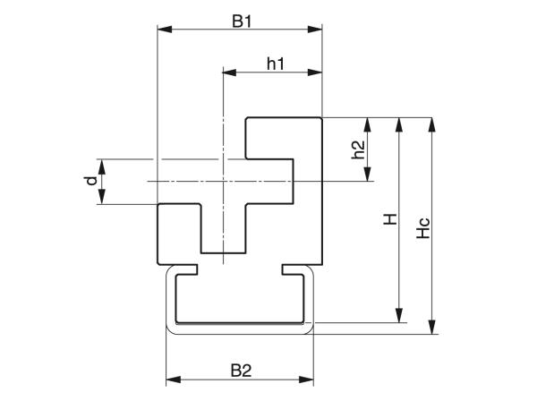 Tipo CRO - Guide per catene a maglie tonde - Murtfeldt GmbH Kunststoffe - Technische Zeichnung 1