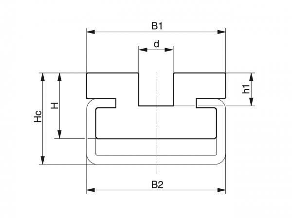 Type CRU - Kettinggeleidingen voor kettingen met ronde schakels - Murtfeldt GmbH Kunststoffe - Technische Zeichnung 1