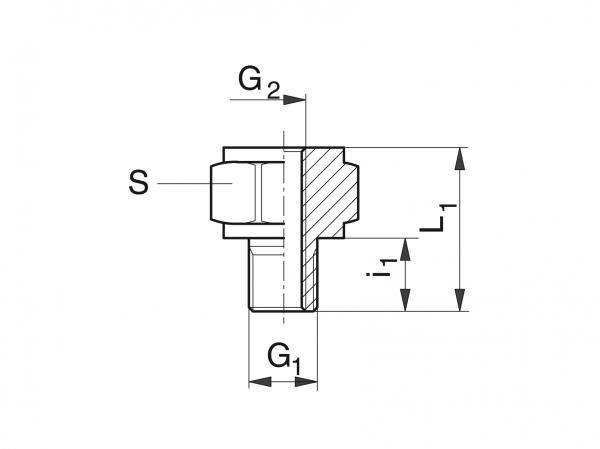 Nipplo di riduzione - Sistemi di lubrificazione per raccordi a vite - Murtfeldt GmbH Kunststoffe - Technische Zeichnung 1