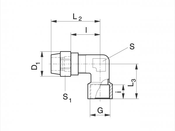 Raccordo a vite angolare per tubo in CU - Sistemi di lubrificazione per raccordi a vite - Murtfeldt GmbH Kunststoffe - Technische Zeichnung 1