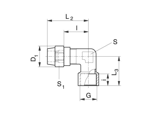Haakse inschroef-schroefbevestiging voor CU-buis - Smeersystemen schroefbevestigingen - Murtfeldt GmbH Kunststoffe - Technische Zeichnung 1