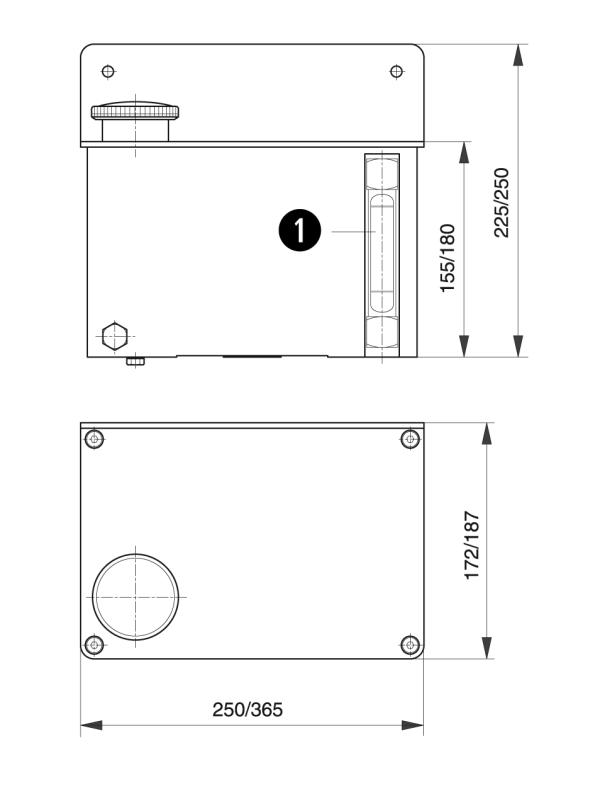 Ölbehälter Typ OBH - Schmiersysteme Zubehör - Murtfeldt GmbH Kunststoffe - Technische Zeichnung 2
