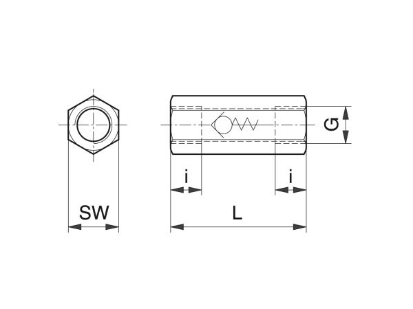 Accessoires voor elektrische pompen, terugslagkleppen - Smeersystemen accessoires - Murtfeldt GmbH Kunststoffe - Technische Zeichnung 1