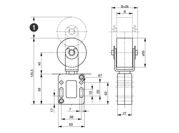 Spann-Box® size 0 with belt tensioner - Automatic belt tensioners - Murtfeldt GmbH Kunststoffe - Technische Zeichnung 1