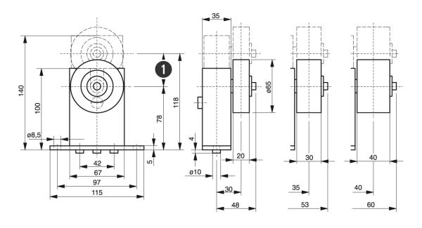 Spann-Box® maat 1 type SR-L - Automatische riemspanners - Murtfeldt GmbH Kunststoffe - Technische Zeichnung 1