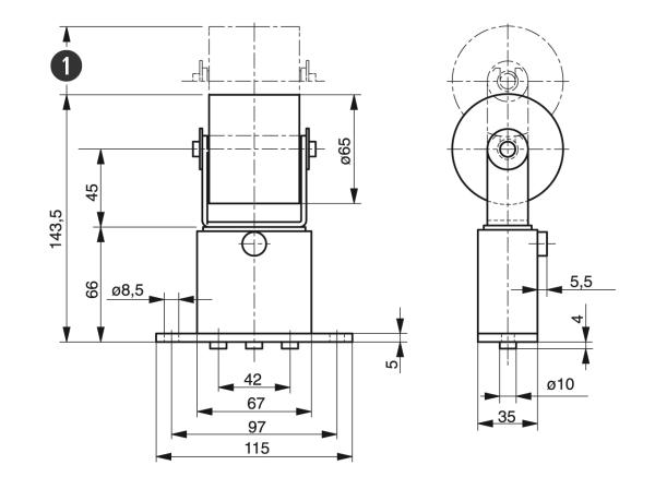 Spann-Box® maat 1 type SR-O - Automatische riemspanners - Murtfeldt GmbH Kunststoffe - Technische Zeichnung 1