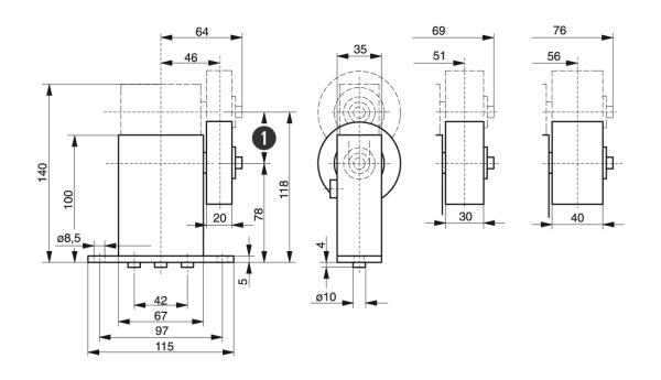 Spann-Box® maat 1 type SR-S - Automatische riemspanners - Murtfeldt GmbH Kunststoffe - Technische Zeichnung 1